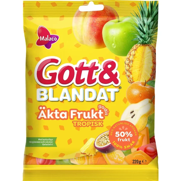 Malaco Gott & Blandat Äkta Frukt Tropisk 220g