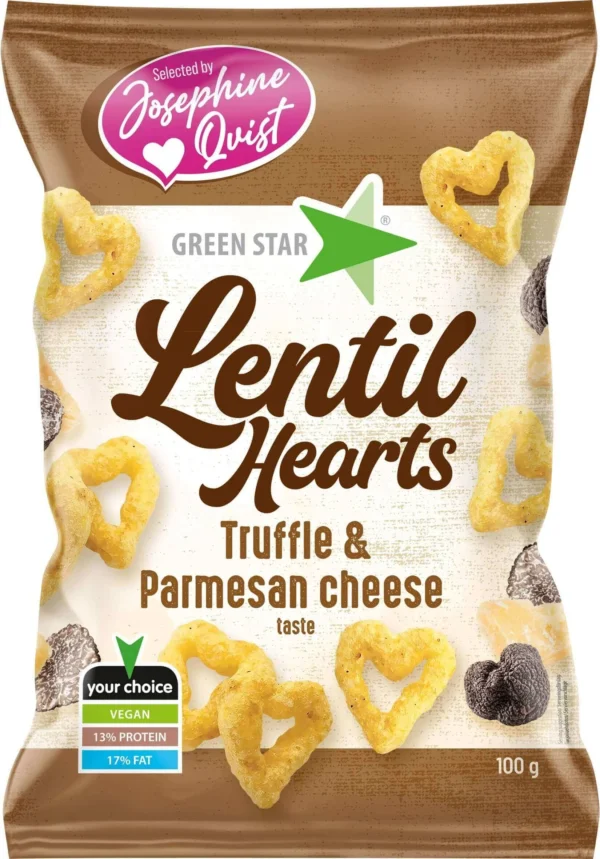 Green Star Lentil Hearts Tryffel & Parmesan 100g