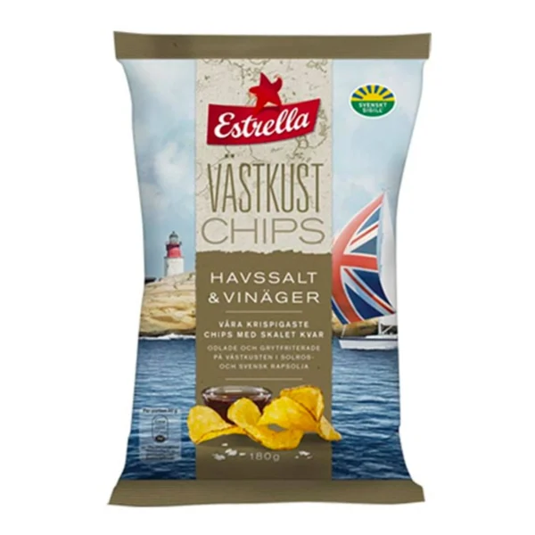 Estrella Västkustchips & Havssalt Vinäger - 180 gram