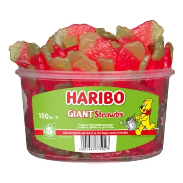 Haribo Jättestora jordgubbar 150 st 1,35kg