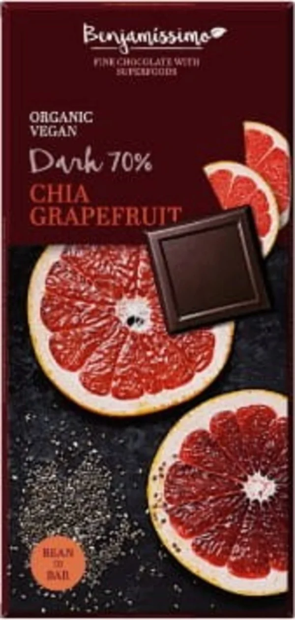 Benjamissimo Choklad Mörk 70% Chia & Grapefrukt 70 g